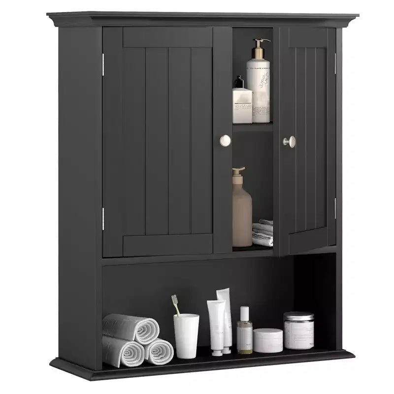 Costway Wall Mount Bathroom Cabinet Storage Organizer Medicine Cabinet Black/Brown/Gray/White