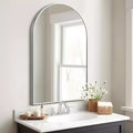 36x24 Arched Bathroom Mirror with Aluminum Alloy Metal Frame, HD Wall Mounted Hanging Vanity Mirror for Bedroom Living Room Entryway, Silver