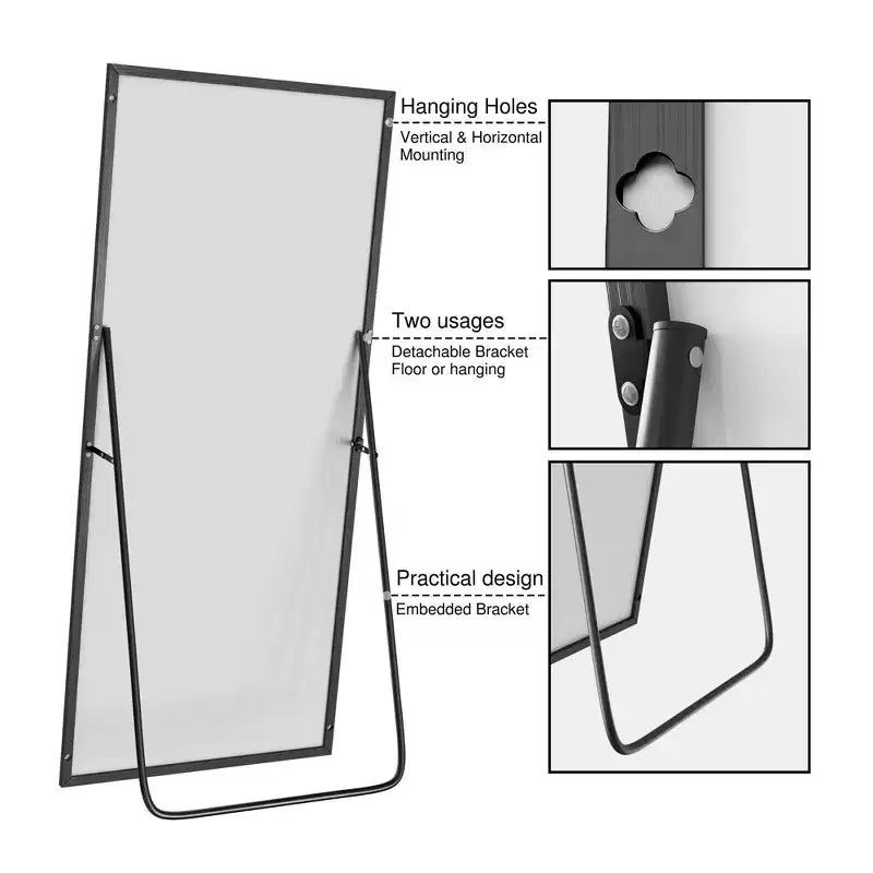 Miroir de salle de bain arqué 36x24 avec cadre en alliage d'aluminium, miroir mural HD à suspendre pour chambre à coucher, salon, entrée, argent