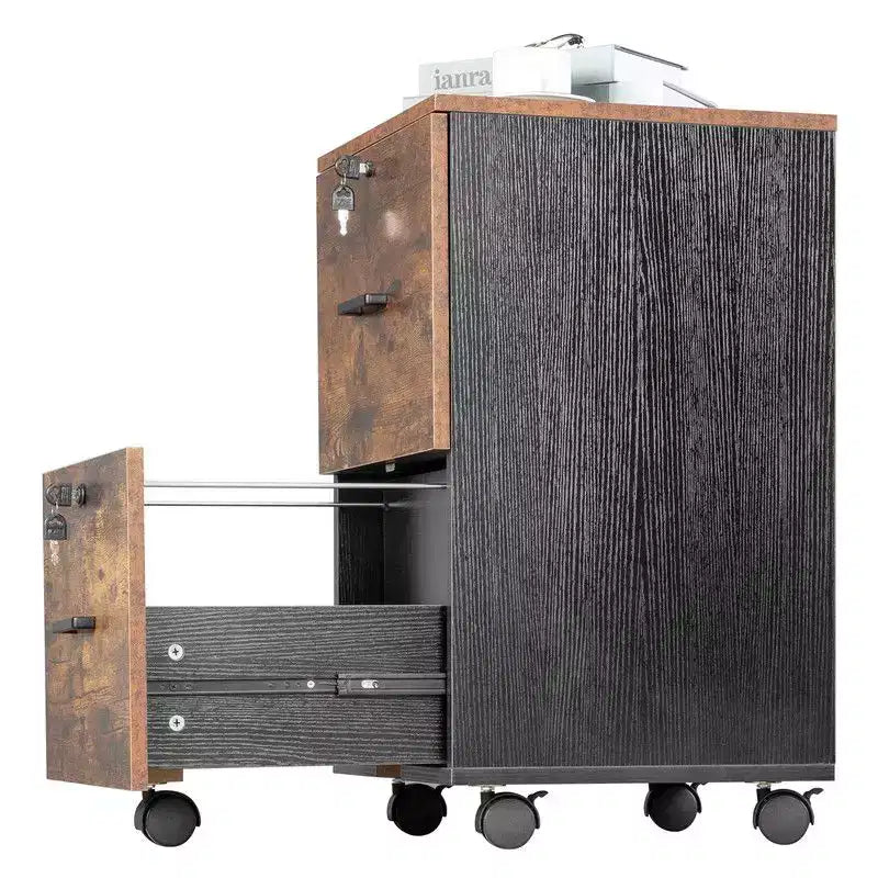 Meuble classeur vertical Karl Home à 2 tiroirs en MDF brun de 40 cm de large