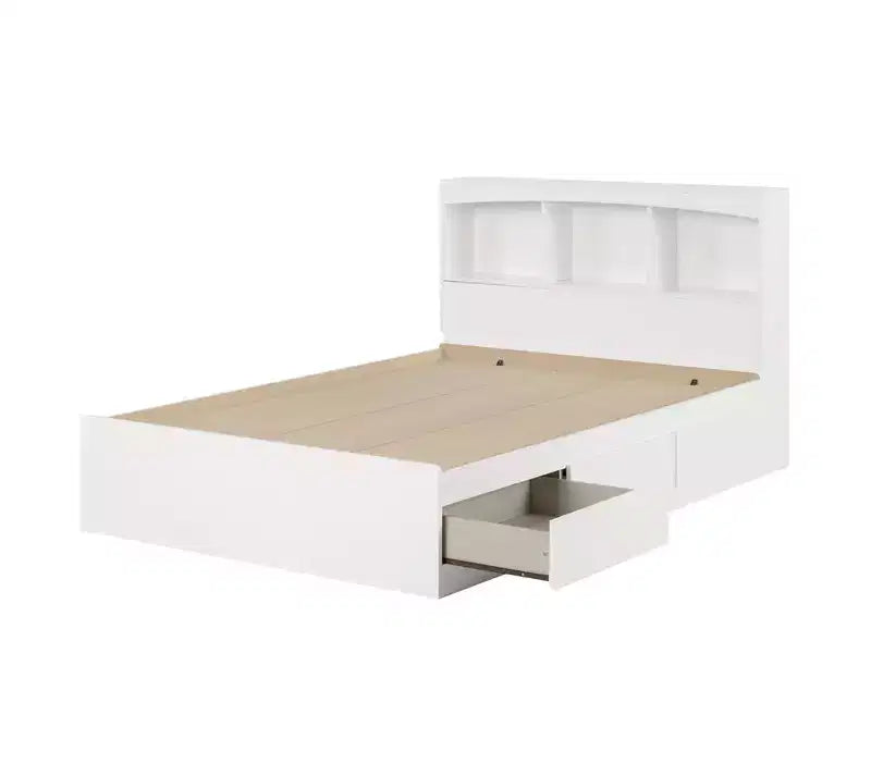 HomeStock 14.75 in.H Full Size White with Storage Beds made of Particle Board Bed Frame