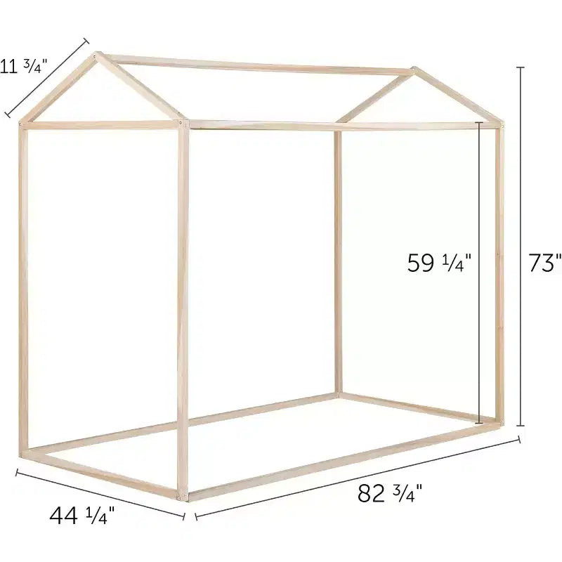 HomeStock Lit jumeau marron de 72,75 po de hauteur avec sommier en bois