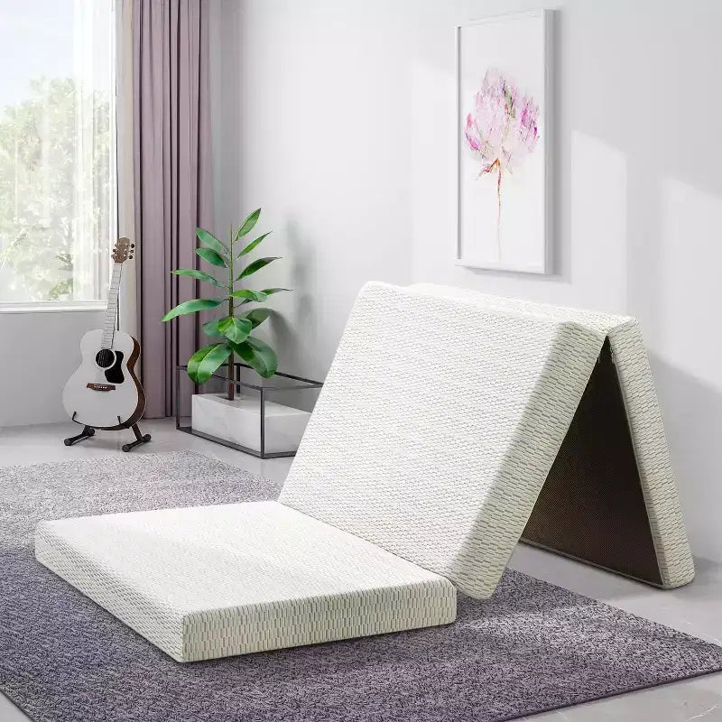 MUUEGM Tri-fold Memory Foam Mattress| Foldable Mattress with Washable Cover, CertiPUR-US Certified