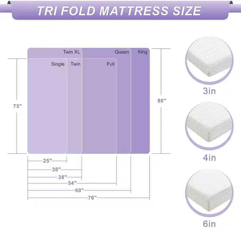 Matelas en mousse à mémoire de forme pliable MUUEGM | Matelas pliable avec housse lavable, certifié CertiPUR-US