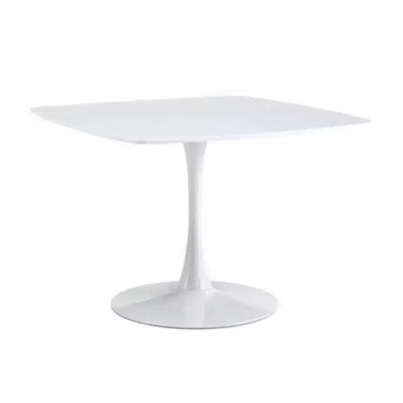 42.1Table blanche Table à manger de style Mid-century pour 4 à 6 personnes avec plateau rond en MDF, table de salle à manger sur pied