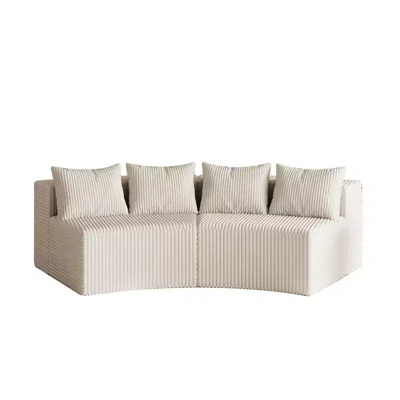 Canapé sectionnel MAYEERTY en velours côtelé incurvé et modulaire, avec 4 coussins, 2 modules, pour salon