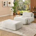 GDFStudio Judy 2 Piece Chenille Bean Bag Chair with Ottoman and Waist Pillow