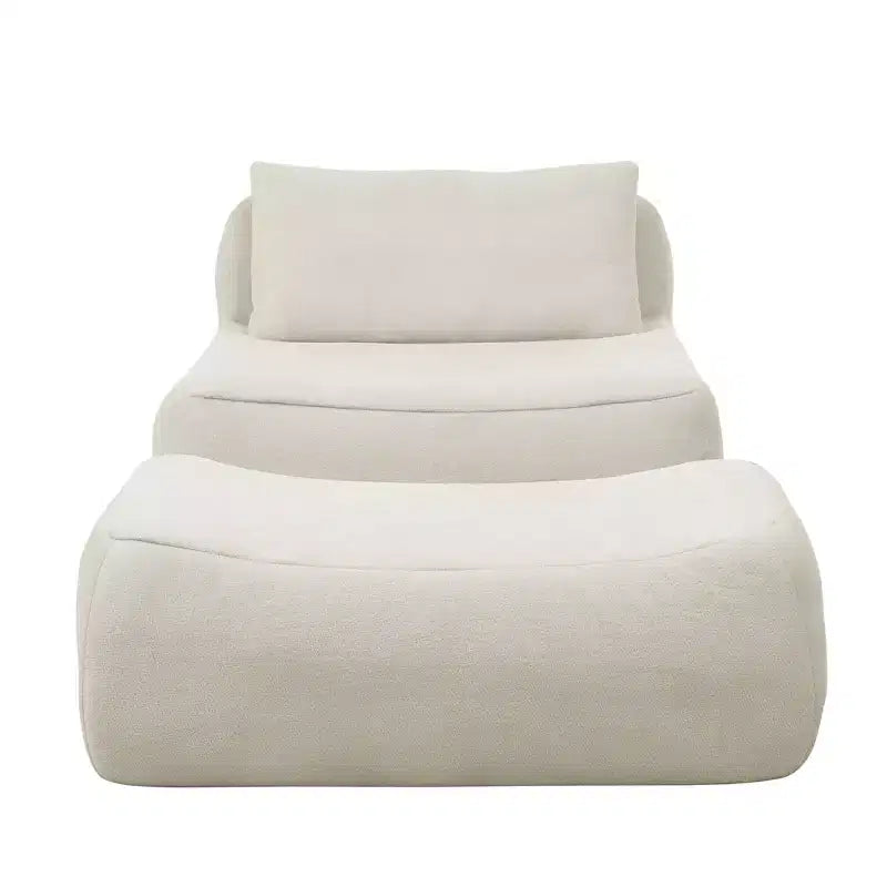 GDFStudio Judy Fauteuil poire 2 pièces en chenille avec pouf et coussin lombaire