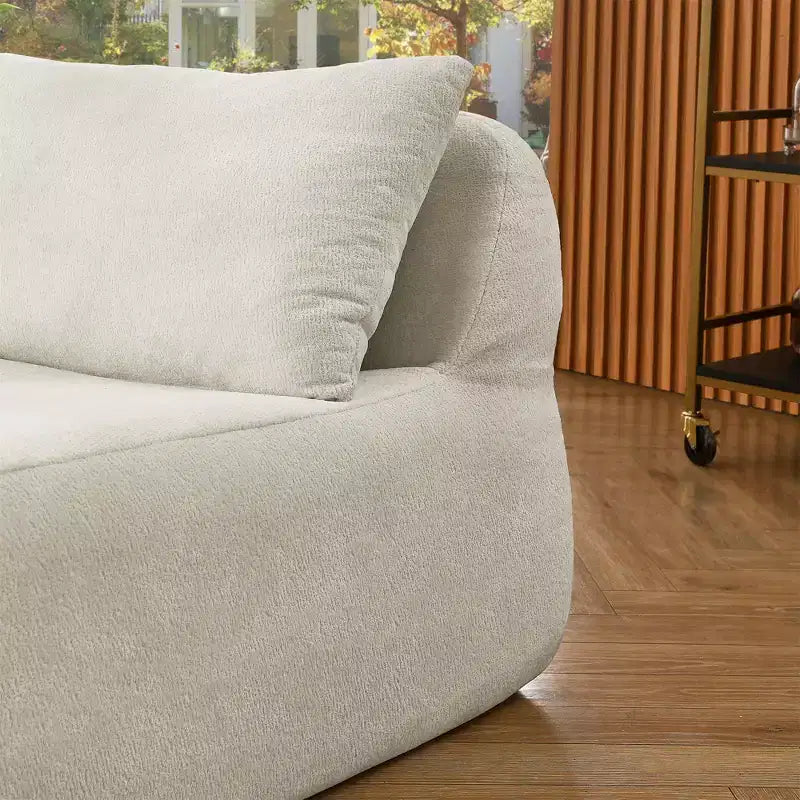 GDFStudio Judy Fauteuil poire 2 pièces en chenille avec pouf et coussin lombaire