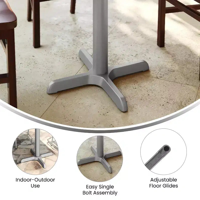 Flash Furniture Piètement de table de restaurant en X de 55,8 cm x 55,8 cm avec colonne de 7,6 cm de diamètre et de hauteur de table