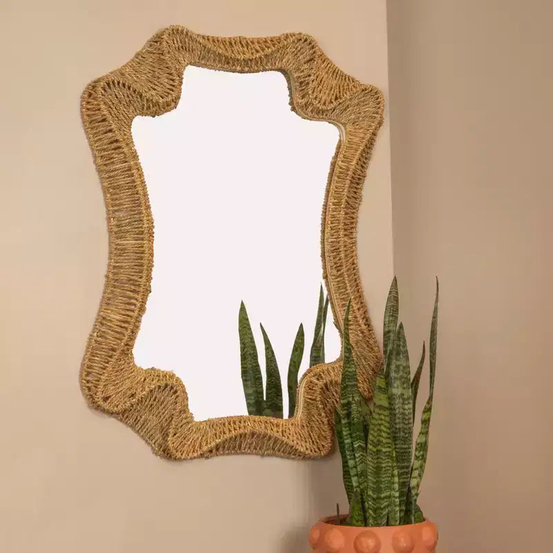 Miroir Mural Tressé en Massette Décoratif « Storied Home »