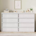 Garvee 8 Drawer Dresser for Bedroom, 54 White Double Dresser Organizer with Concave Handle, Modern Chest of Drawer for Bedroom Living Room Nursery