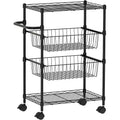 Kitchen Utility Cart, 4 Tier Rolling Cart, 110 Lbs Capacity Storage Cart with Wheels & Handle Bar