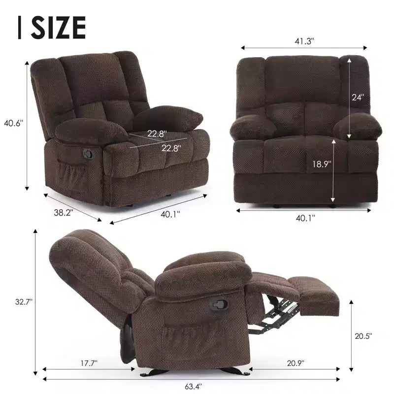 Canapé inclinable pour fauteuil de salon pour adultes, couleur chocolat