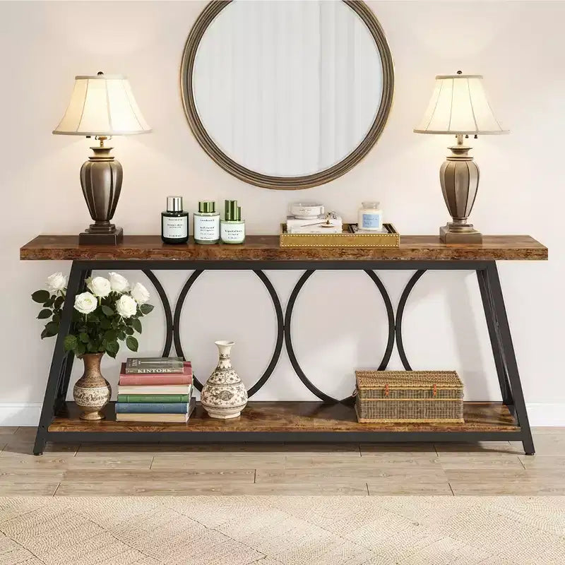 MAYEERTY Table console de 70,9 pouces de long avec pieds réglables, table d'appoint multifonctionnelle