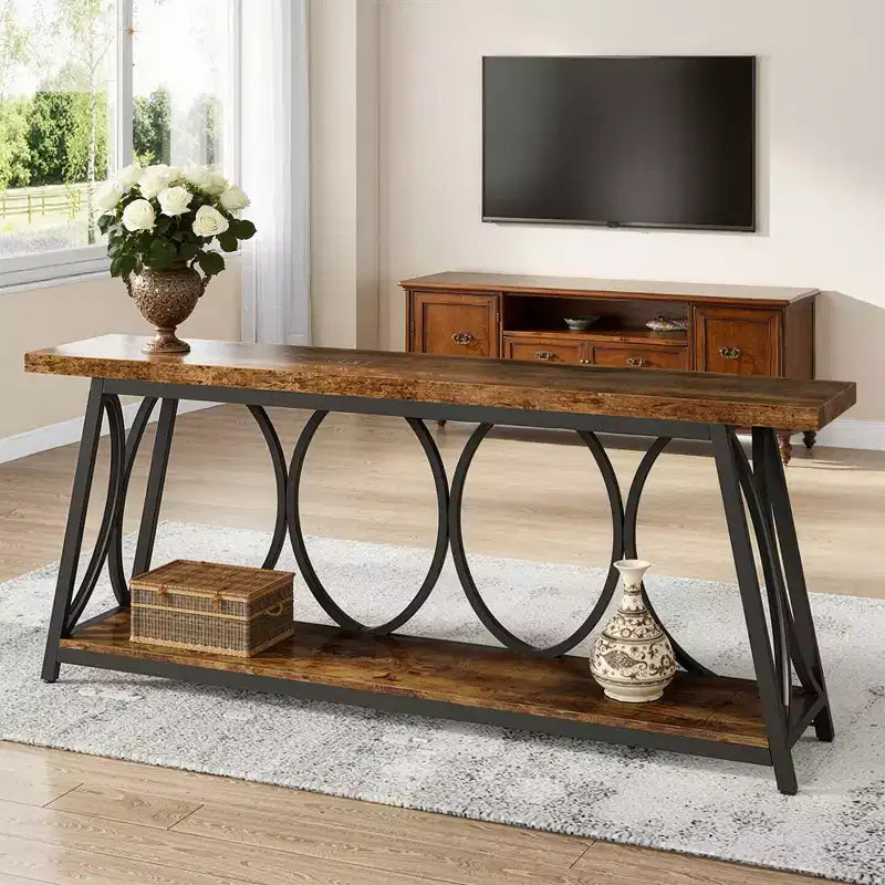 MAYEERTY Table console de 70,9 pouces de long avec pieds réglables, table d'appoint multifonctionnelle