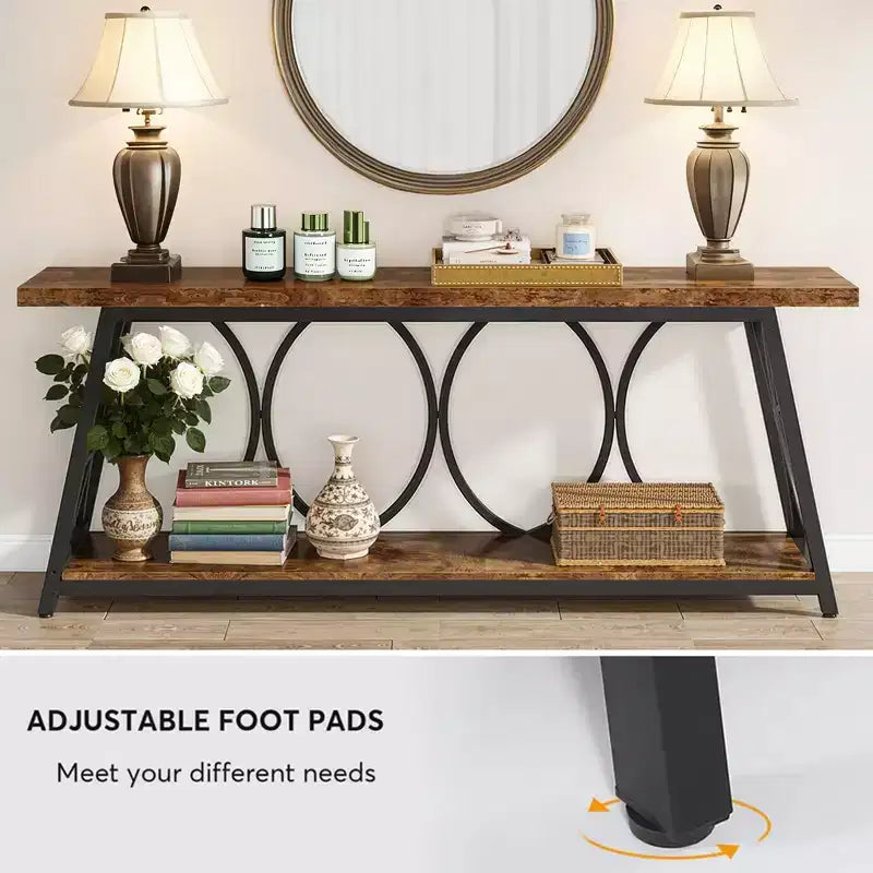 MAYEERTY Table console de 70,9 pouces de long avec pieds réglables, table d'appoint multifonctionnelle