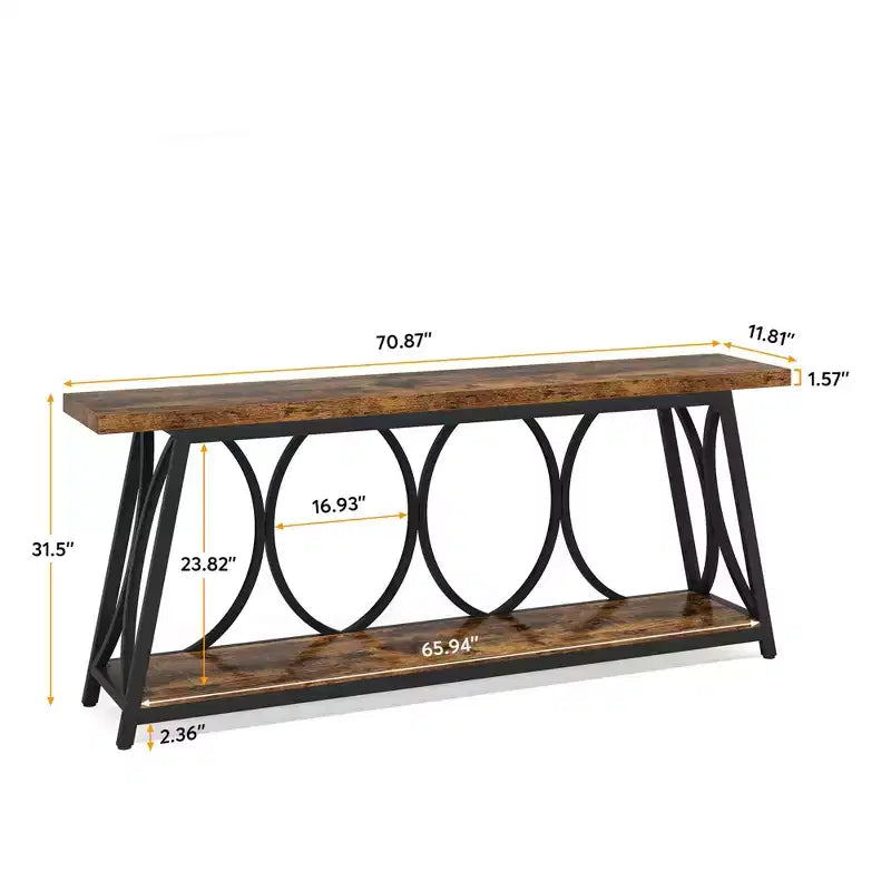 MAYEERTY Table console de 70,9 pouces de long avec pieds réglables, table d'appoint multifonctionnelle
