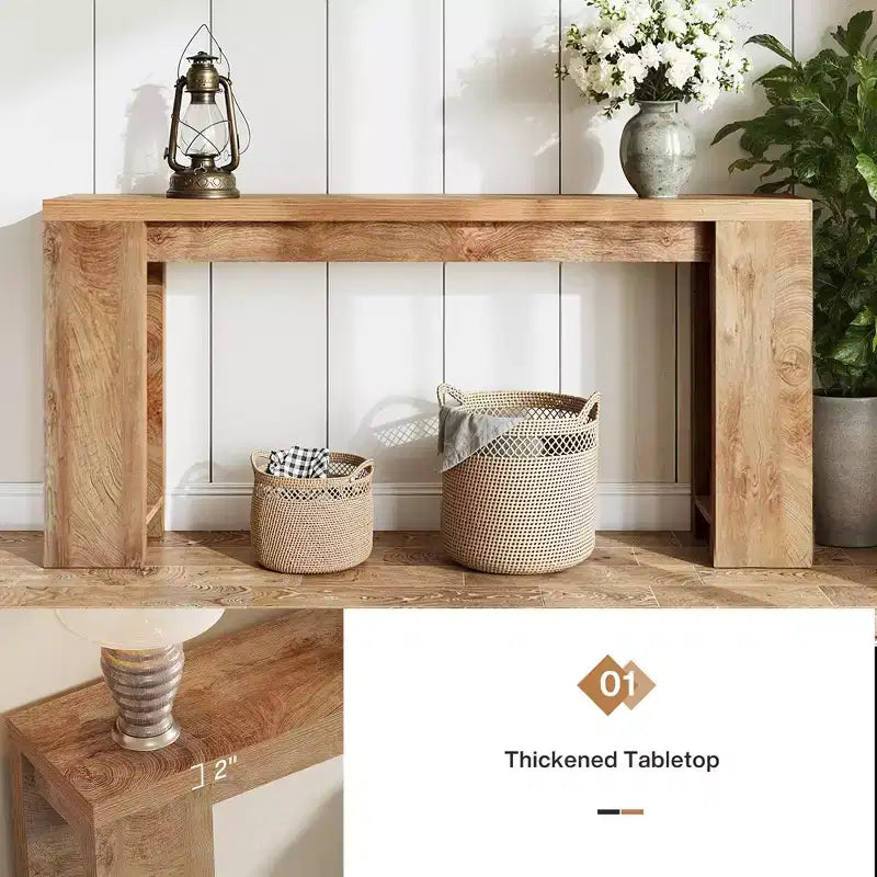 MAYEERTY Table Console Classique de Style Ferme, Plateau Épais, Construction Robuste