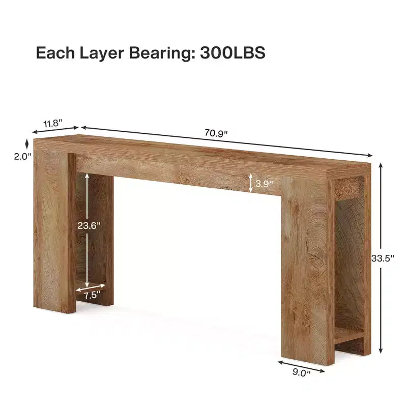 MAYEERTY Table Console Classique de Style Ferme, Plateau Épais, Construction Robuste