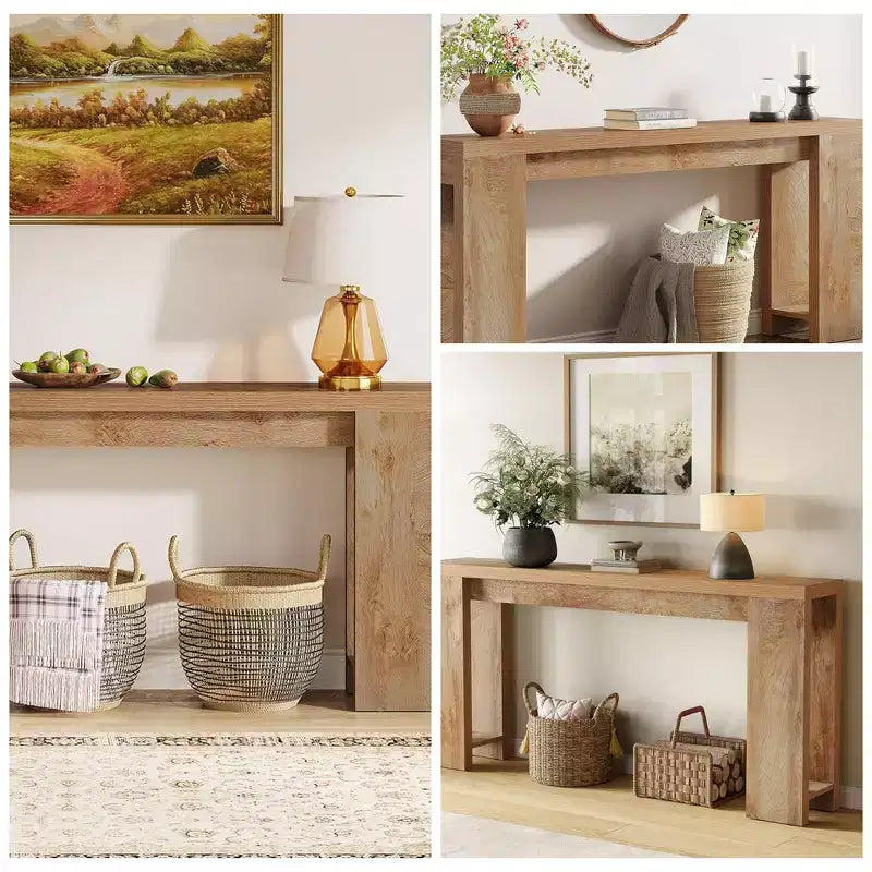 MAYEERTY Table Console Classique de Style Ferme, Plateau Épais, Construction Robuste