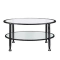 Jaymes Metal/Glass Round Cocktail Table - Black - SEI