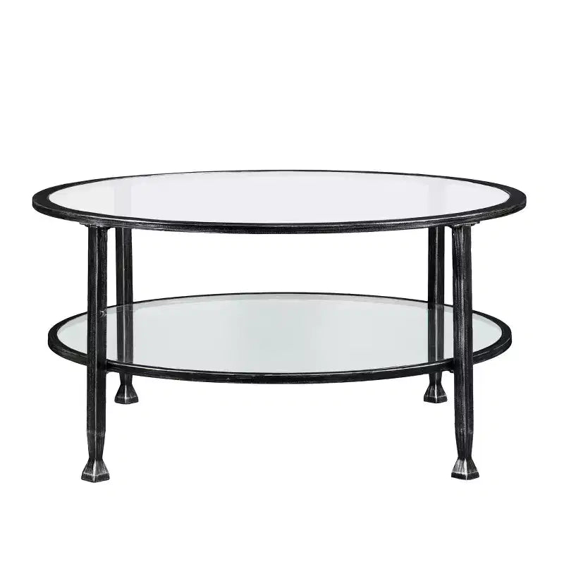 Table basse ronde en métal et verre Jaymes - Noir - SEI