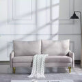 MAYEERTY 67 Modern Loveseat - Curved Arms & Back, Removable Washable Back Covers, Gold Metal Legs