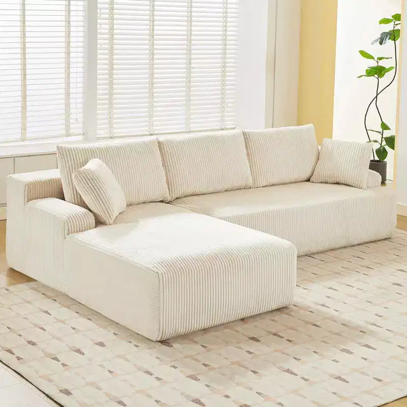 Cloud Couch with L Shaped Chaise Sectional Couch Corduroy Boneless Modular Modern Sofa No Assembly Required for Living Room Apartment and Small Space