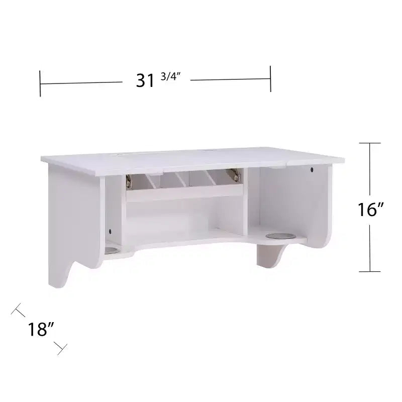 Étagère murale avec miroir de coiffeuse - Style transitoire - Blanc - SEI