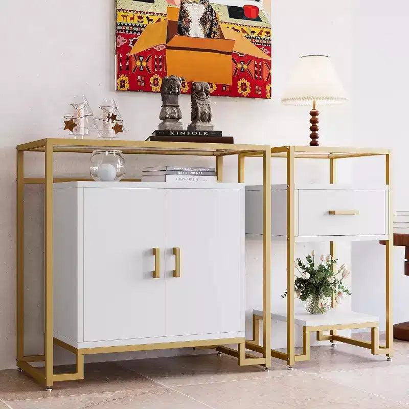 Meuble de rangement avec portes, buffet d'appoint en bois peu encombrant