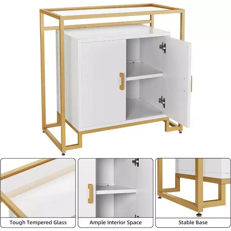 Meuble de rangement avec portes, buffet d'appoint en bois peu encombrant