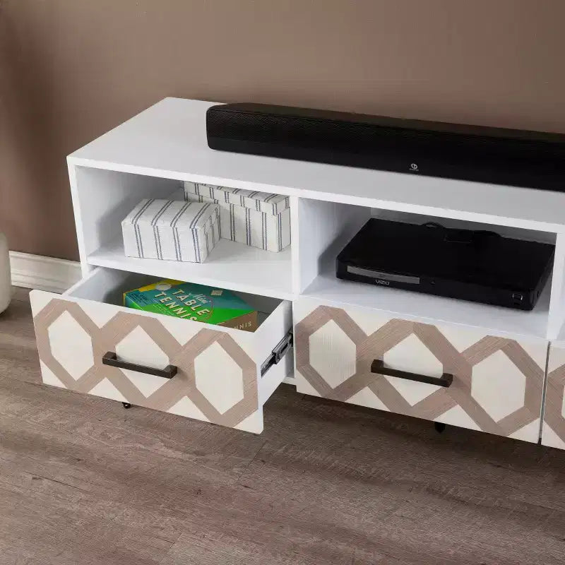 Meuble TV Eltisley avec rangement - Blanc - SEI