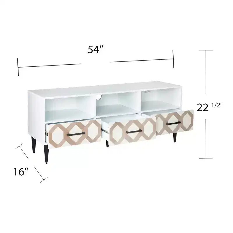 Meuble TV Eltisley avec rangement - Blanc - SEI