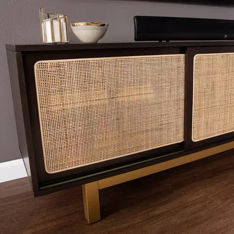Meuble TV Carondale avec portes coulissantes – Marron – SEI