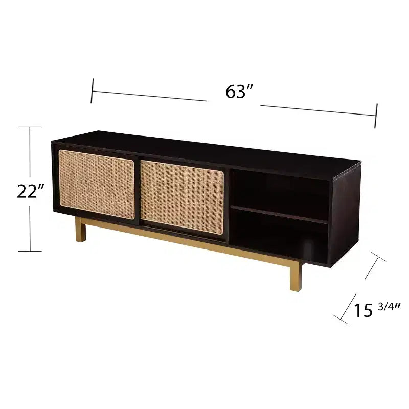 Meuble TV Carondale avec portes coulissantes – Marron – SEI