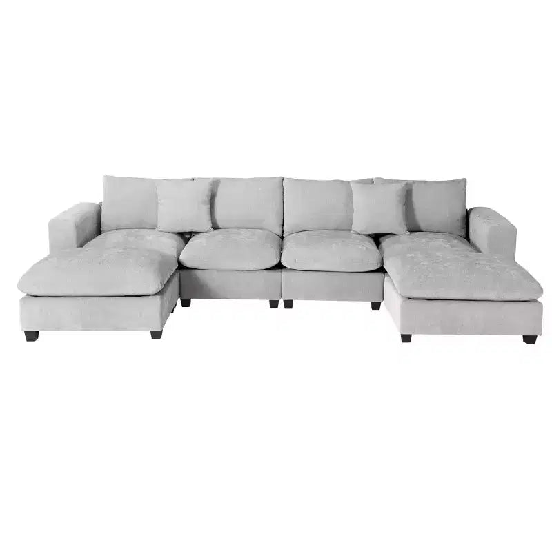 WestinTrends Augusta 128 Canapé modulable d'angle en U en chenille avec ports USB/Type-C et poches latérales