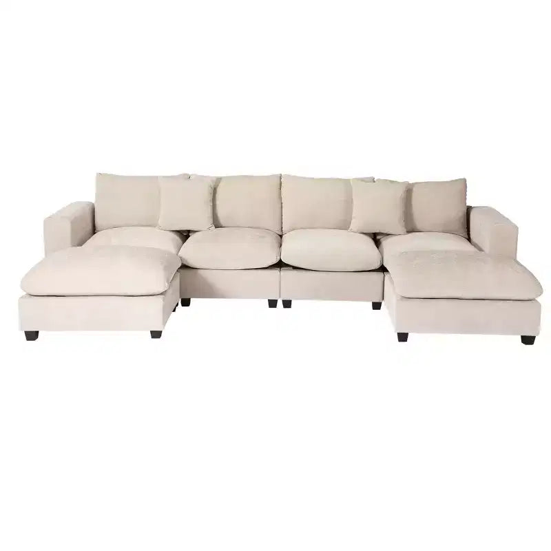 WestinTrends Augusta 128 Canapé modulable d'angle en U en chenille avec ports USB/Type-C et poches latérales