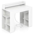 Costway 43 Home Office Desk with Power Outlets Monitor Shelf Bookshelf & Cable Hole