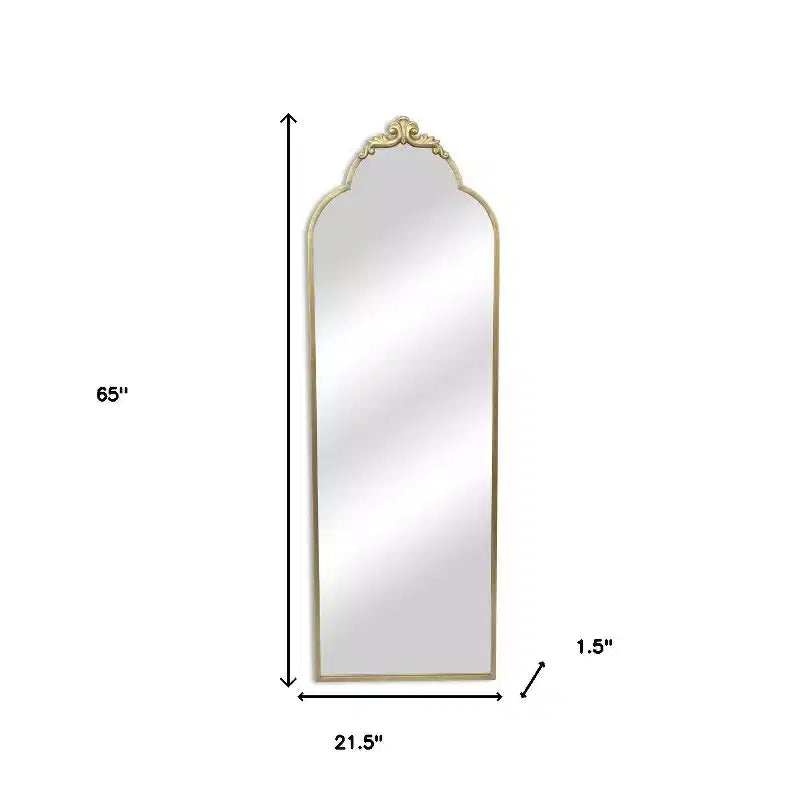 Miroir suspendu HomeRoots 65 Arch en métal doré sur toute la longueur