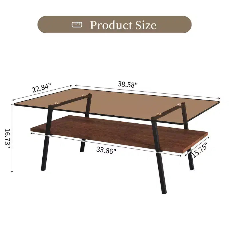 Ensemble de 3 tables basses et tables d'appoint, Table en verre trempé avec couche en MDF, Tables modernes pour salon, Verre marron