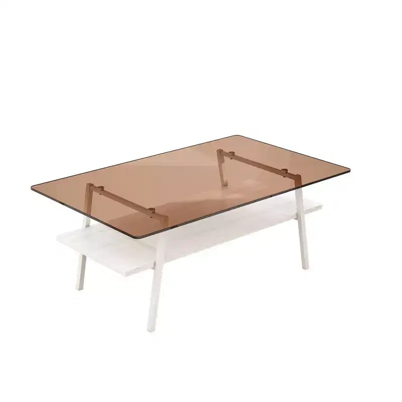 Ensemble de 3 tables basses et tables d'appoint, Table en verre trempé avec couche en MDF, Tables modernes pour salon, Verre marron