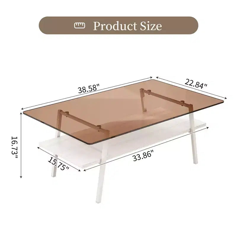 Ensemble de 3 tables basses et tables d'appoint, Table en verre trempé avec couche en MDF, Tables modernes pour salon, Verre marron