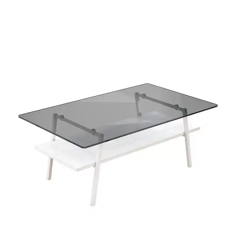 Ensemble de 3 tables basses et tables d'appoint, Table en verre trempé avec couche en MDF, Tables modernes pour salon, Verre gris
