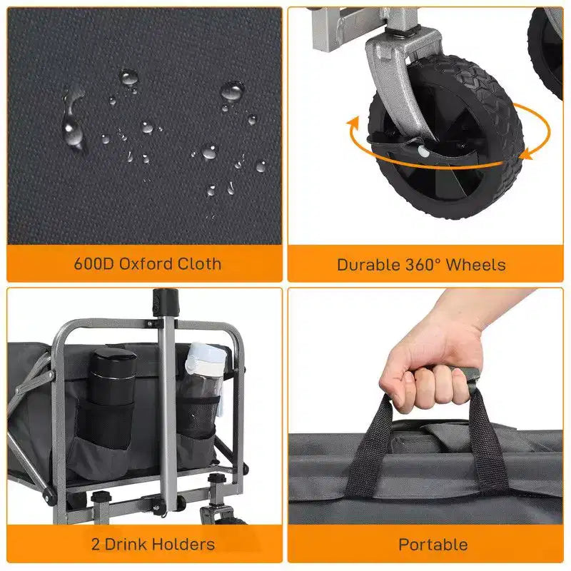Chariot de jardin pliable portable Karl Home 29,3 po L noir