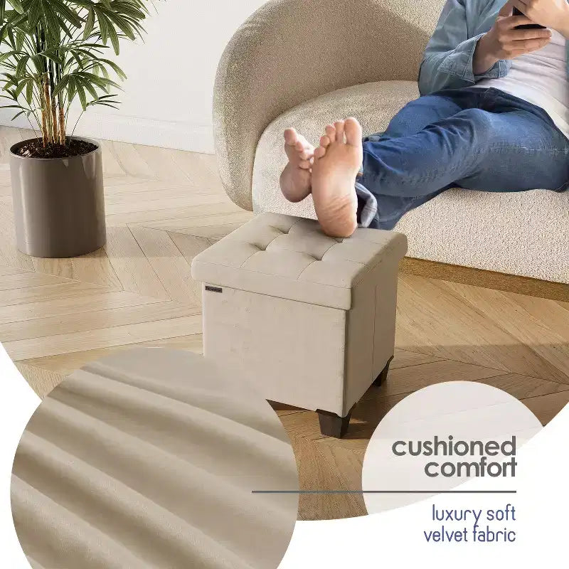 Banc de rangement StorageBud pour chambre à coucher en bout de lit, banc de rangement en velours, grand banc de rangement, banc d'entrée avec rangement