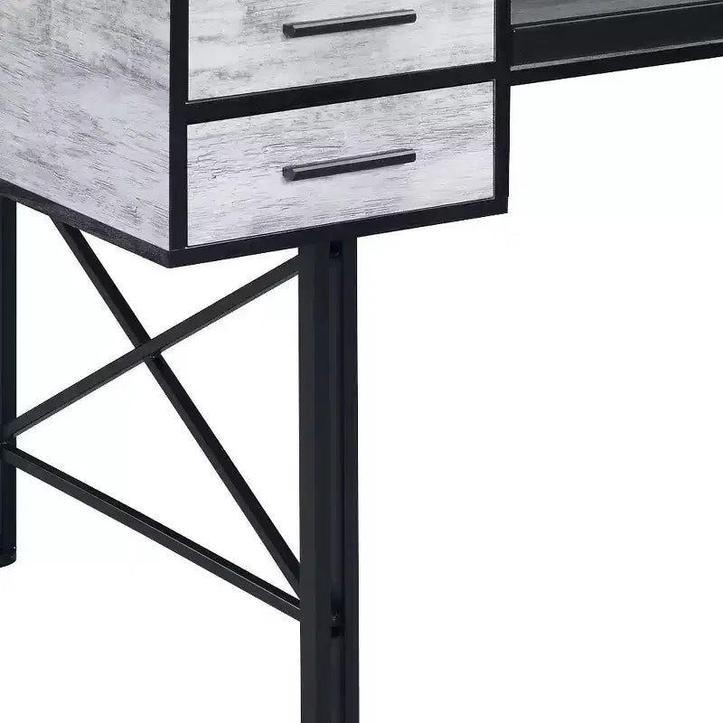 HomeRoots Bureau d'ordinateur blanc antique et noir de 59 po avec cinq tiroirs