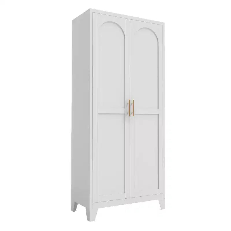 Chic Crate 71 2 Shapely-Door Metal Cabinet  Adjustable Shelves for Bedroom/Living/Kitchen (White)