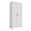 Chic Crate 71 2 Shapely-Door Metal Cabinet  Adjustable Shelves for Bedroom/Living/Kitchen (White)