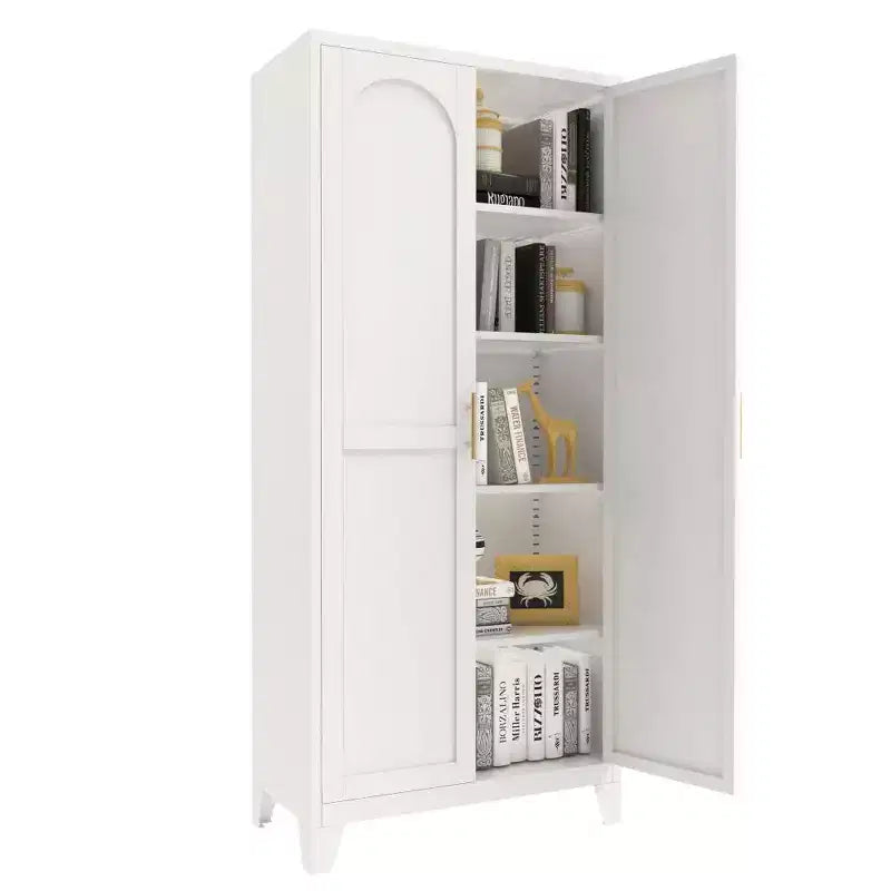 Meuble de Rangement en Métal Chic Crate 71 2 Portes Décoratives avec Étagères Réglables pour Chambre/Salon/Cuisine (Blanc)